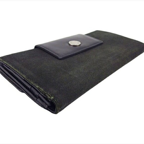 BVLGARI triple fold wallet Logo mania x canvas x leather Authentic USED - Picture 5 of 10